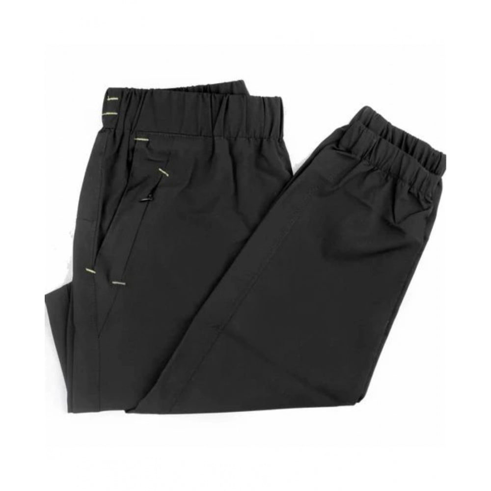 Men's Polyster Solid Track Pant-Lower — Black