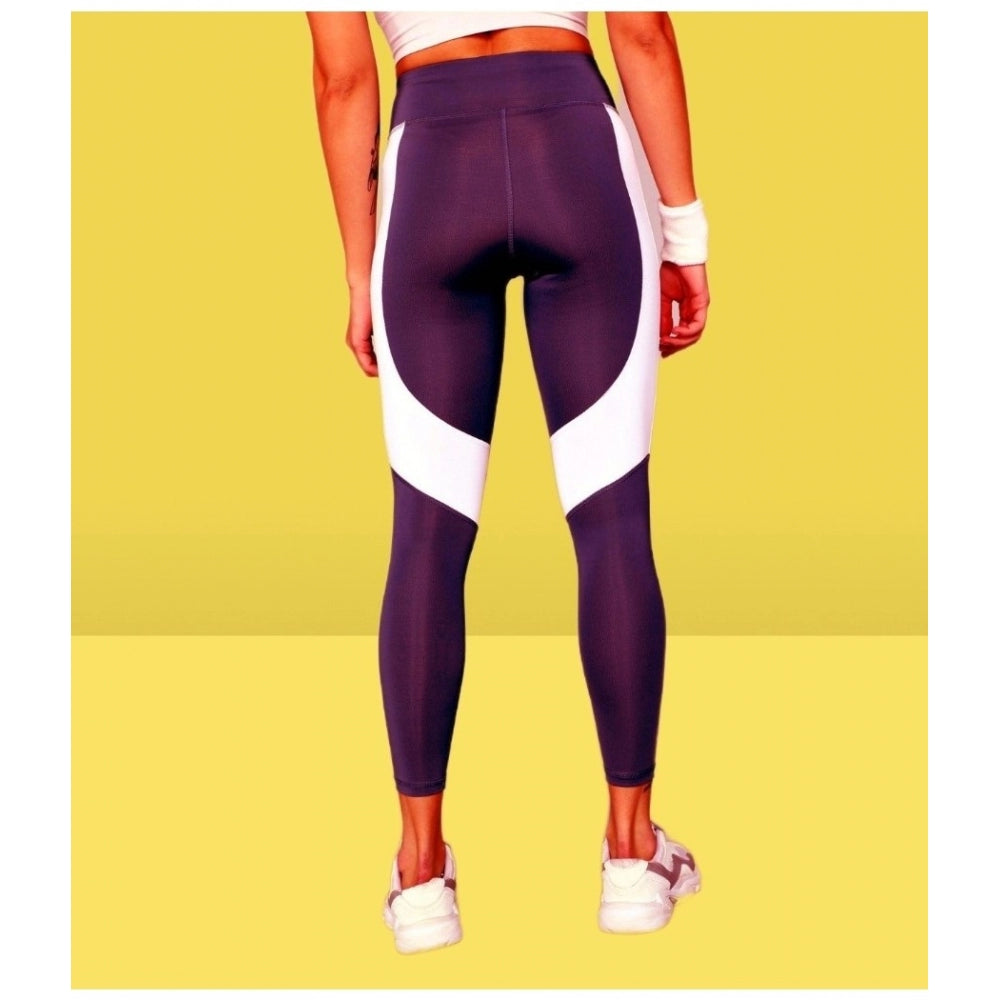Women's Polyster Solid Sport Leggings — Purple
