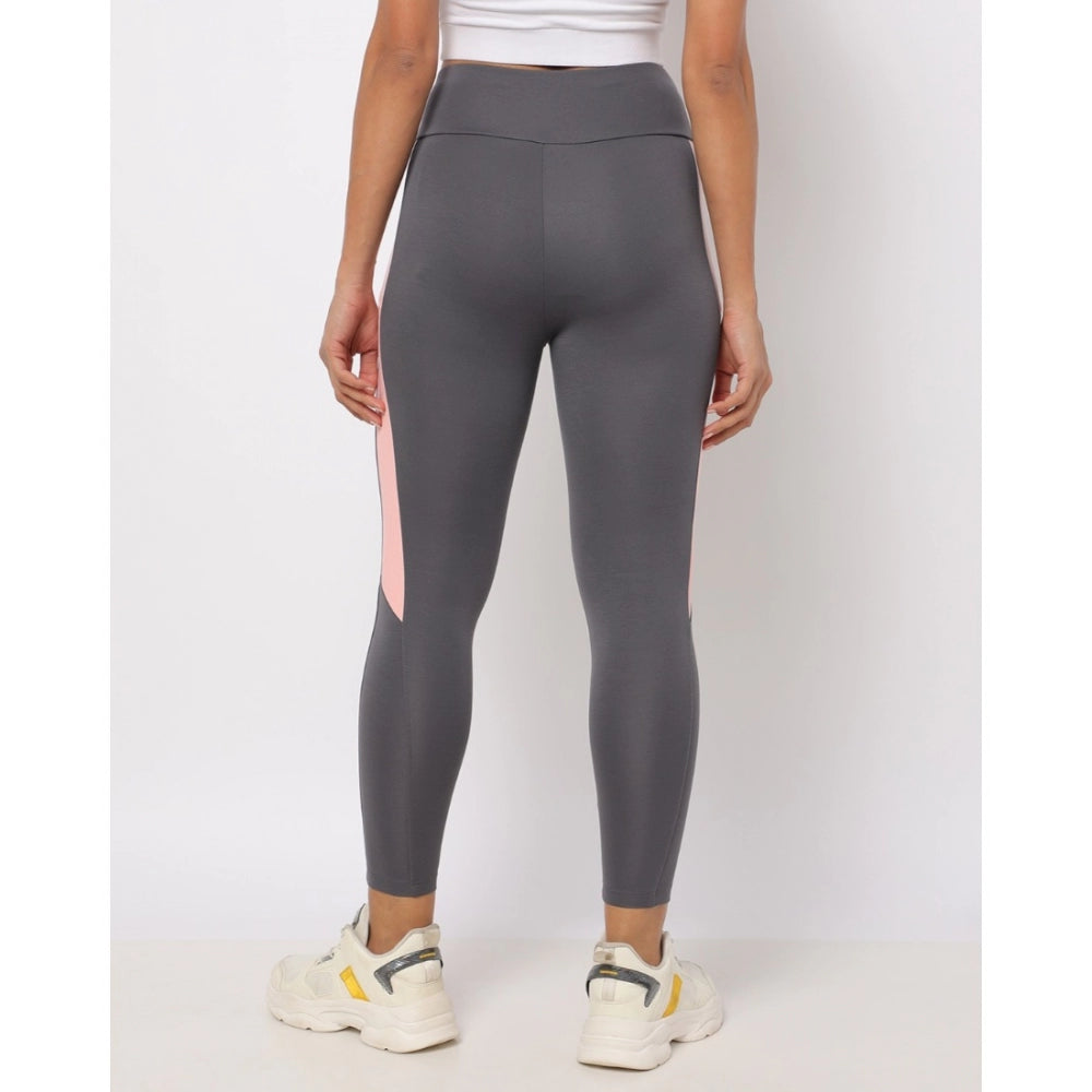 Women's Polyster Solid Sport Leggings — Grey