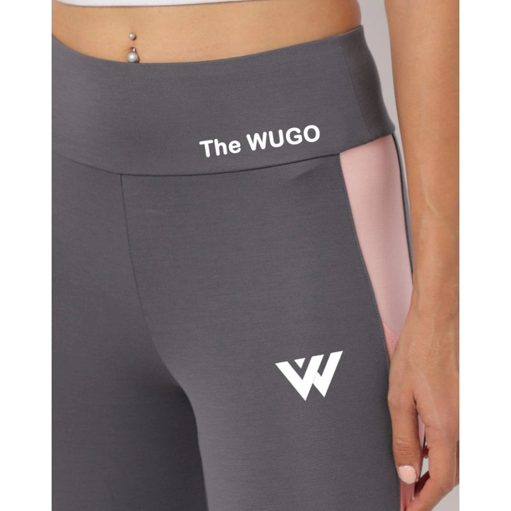 Women's Polyster Solid Sport Leggings — Grey