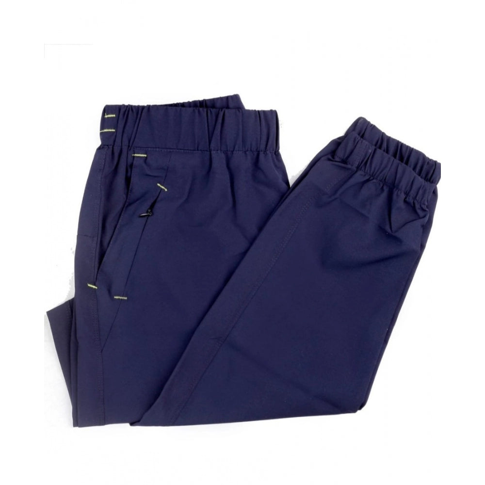 Men's Polyster Solid Track Pant-Lower — Navy Blue