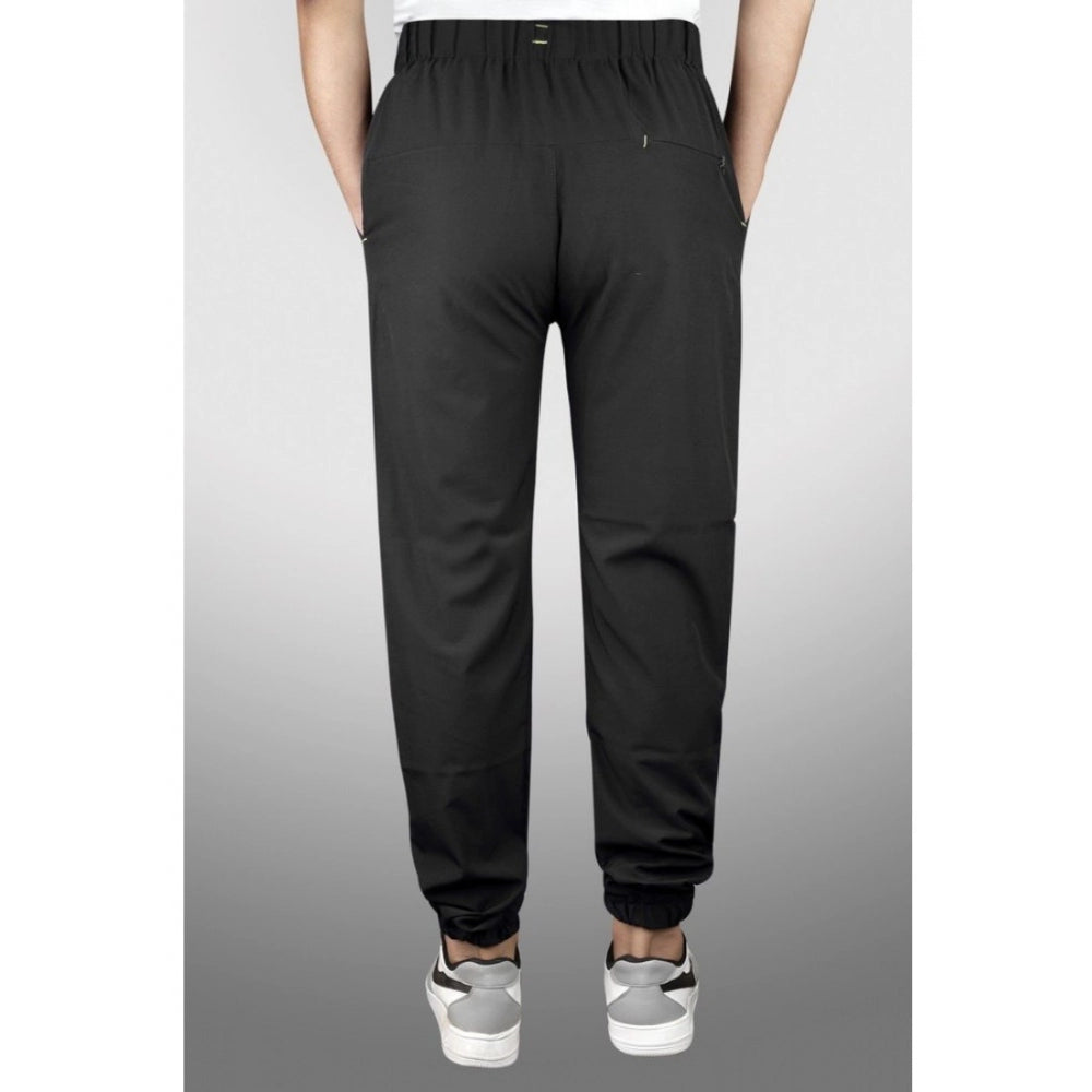 Men's Polyster Solid Track Pant-Lower — Black