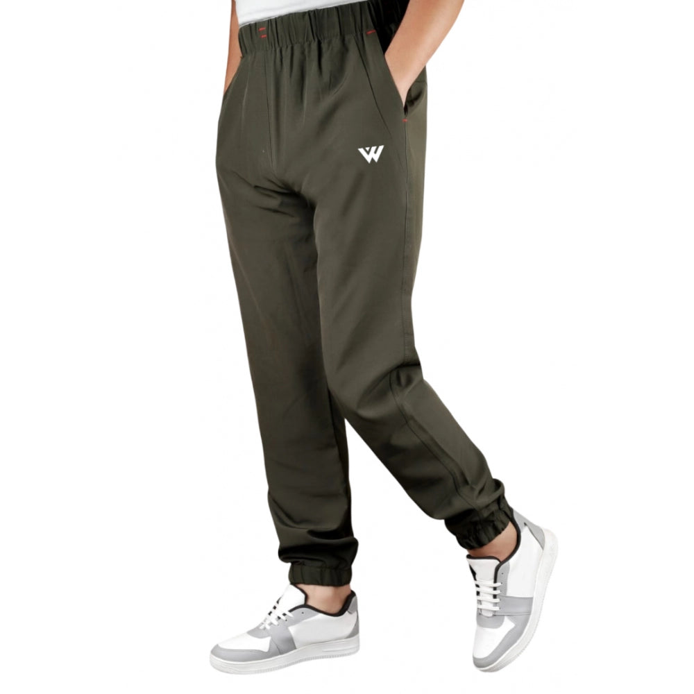 Men's Polyster Solid Track Pant-Lower — Dark Green