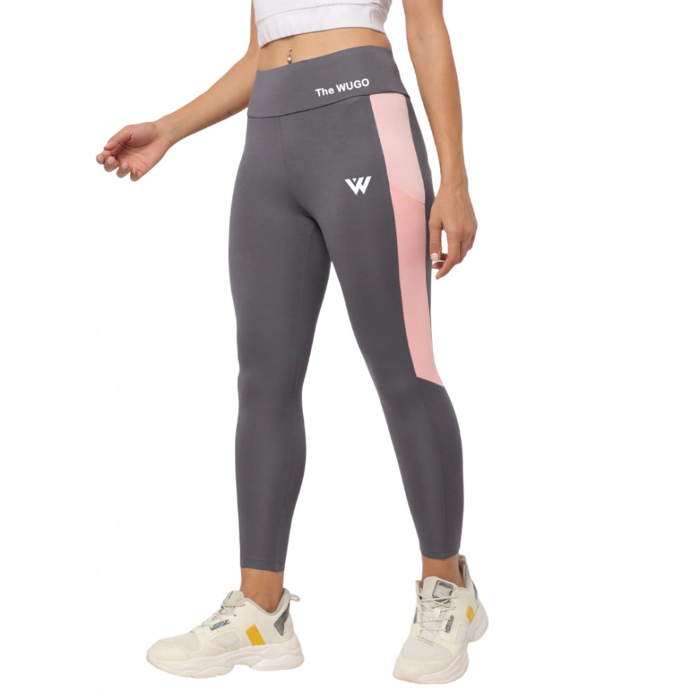 Women's Polyster Solid Sport Leggings — Grey