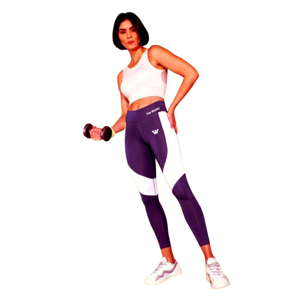 Women's Polyster Solid Sport Leggings — Purple