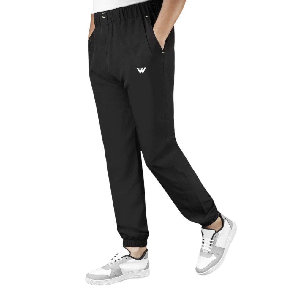 Men's Polyster Solid Track Pant-Lower — Black