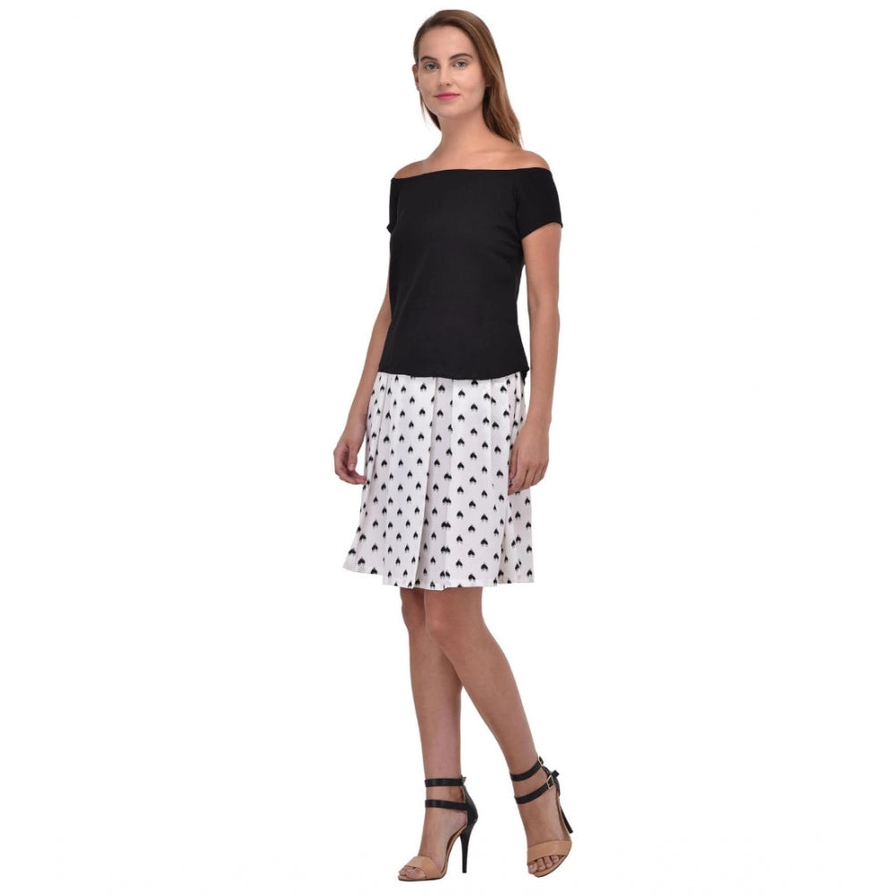 Women's Cotton Blend Solid Short Sleeves Dress — Black