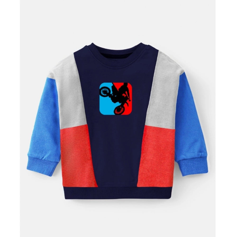 Boy's Casual Full Sleeve Printed Cotton T-Shirt — Blue