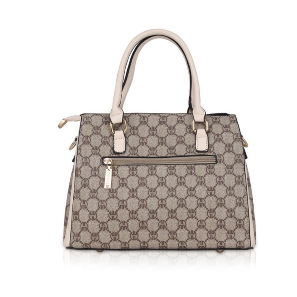 Women's Faux Leather Printed Handbag — B · eige