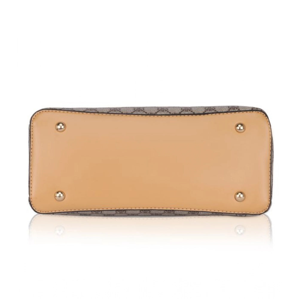 Women's Faux Leather Printed Handbag — C · amel