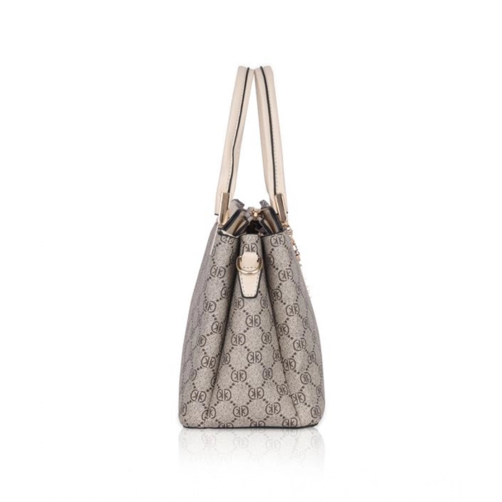Women's Faux Leather Printed Handbag — B · eige