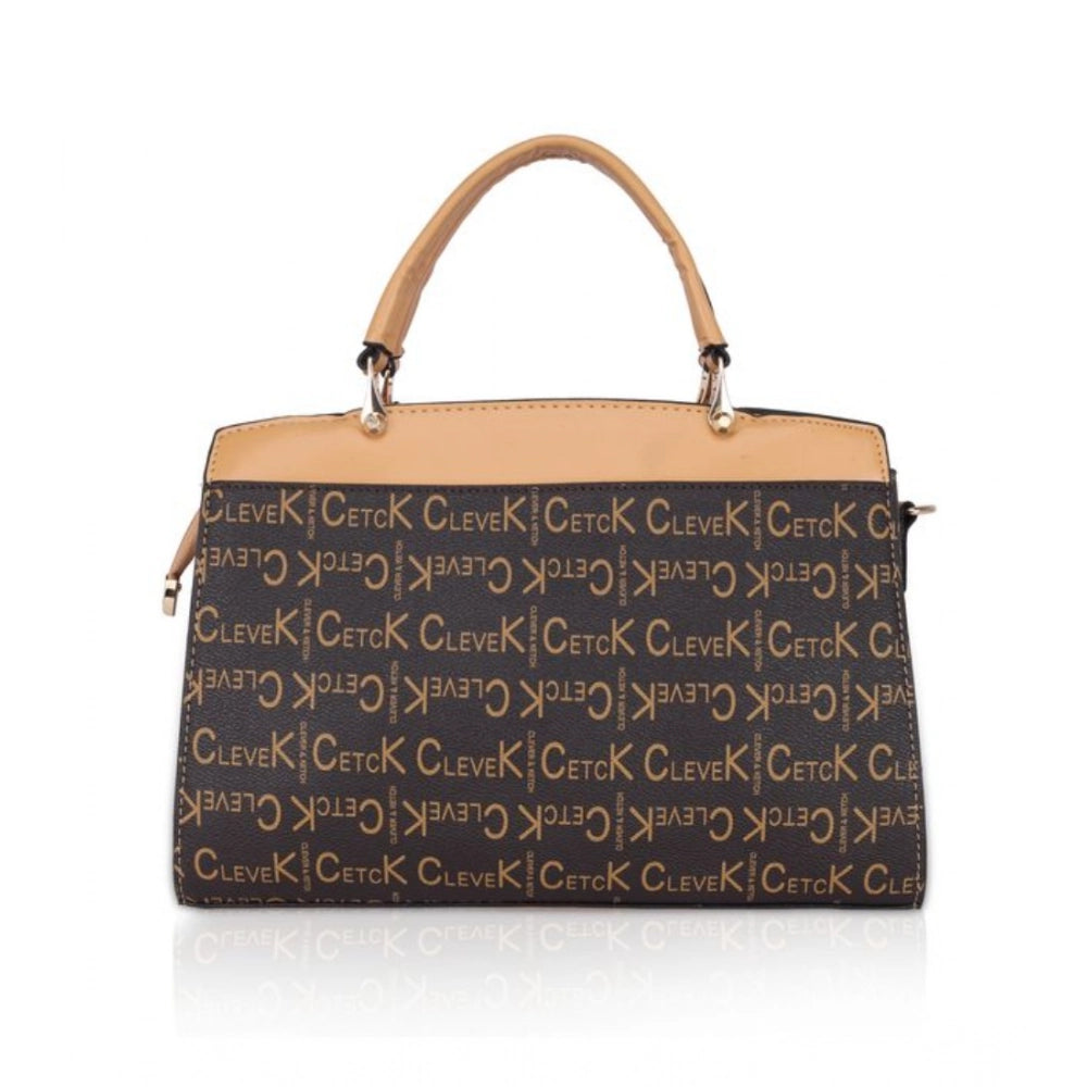 Women's Faux Leather Printed Handbag — C · amel
