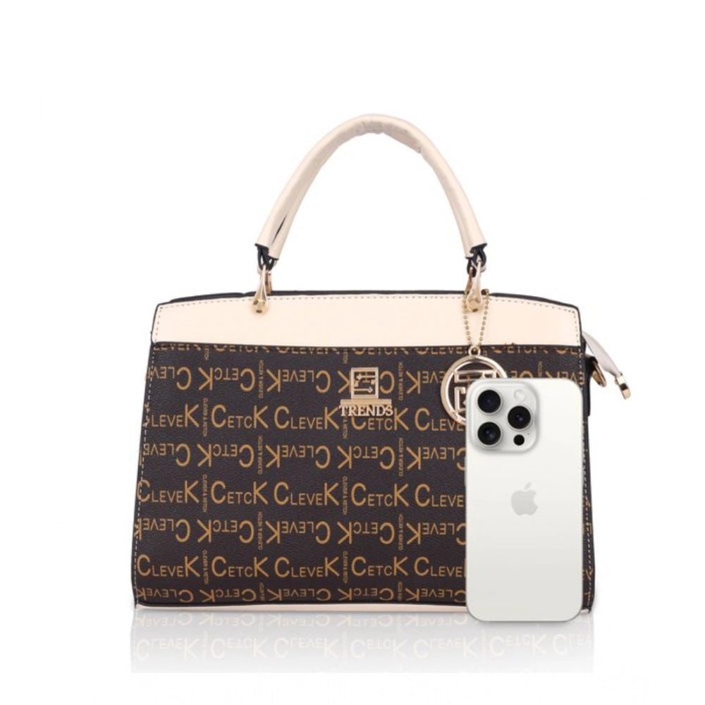Women's Faux Leather Printed Handbag — B · eige