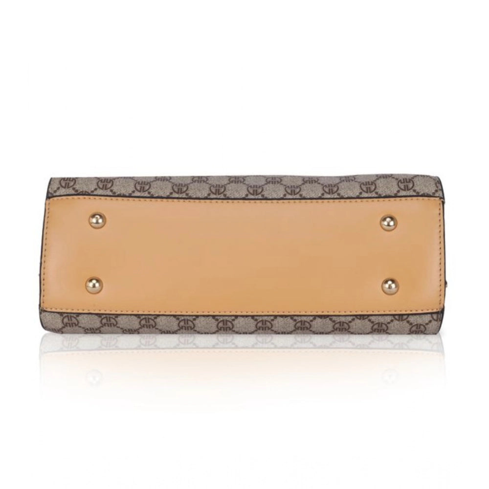 Women's Faux Leather Printed Handbag — C · amel