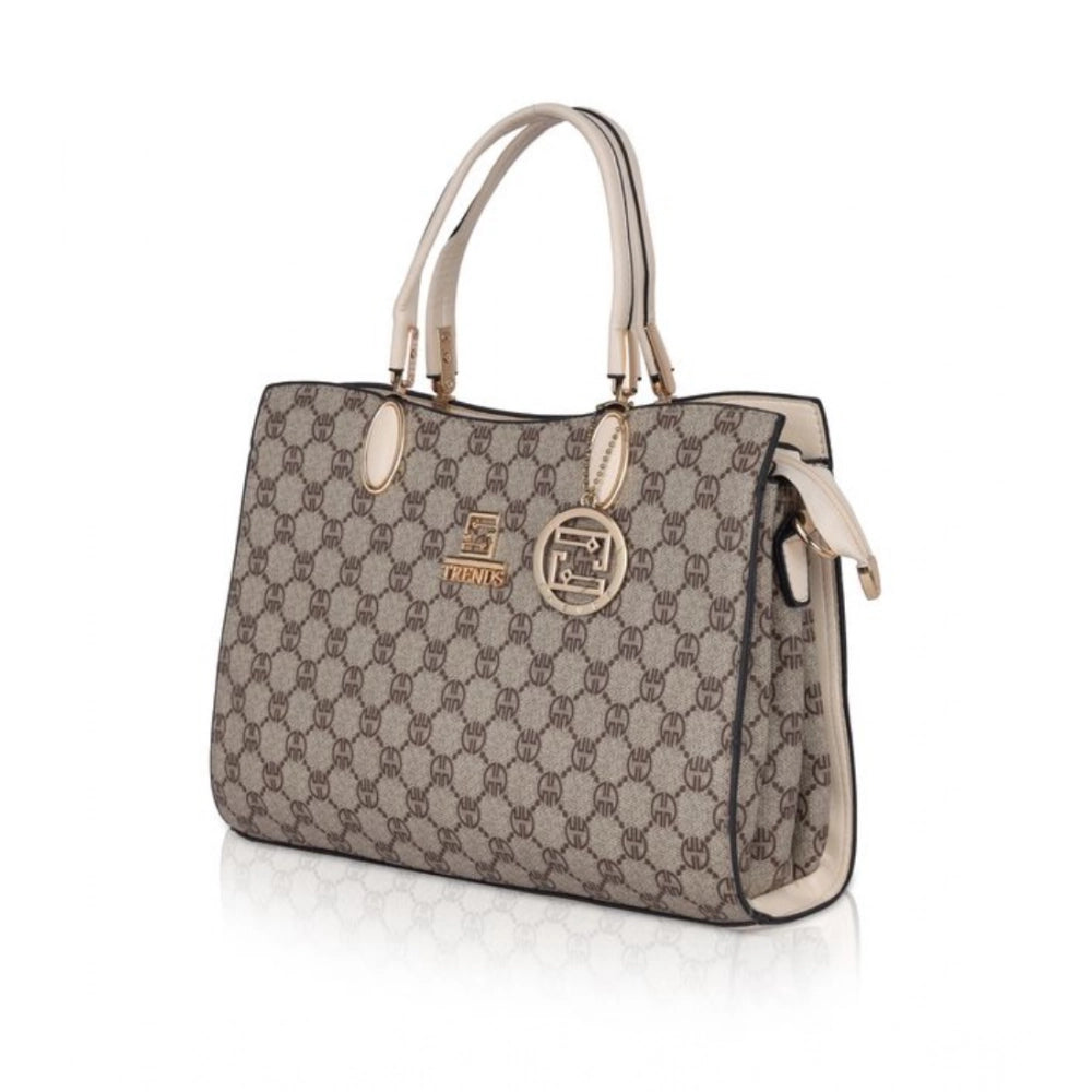 Women's Faux Leather Printed Handbag — B · eige