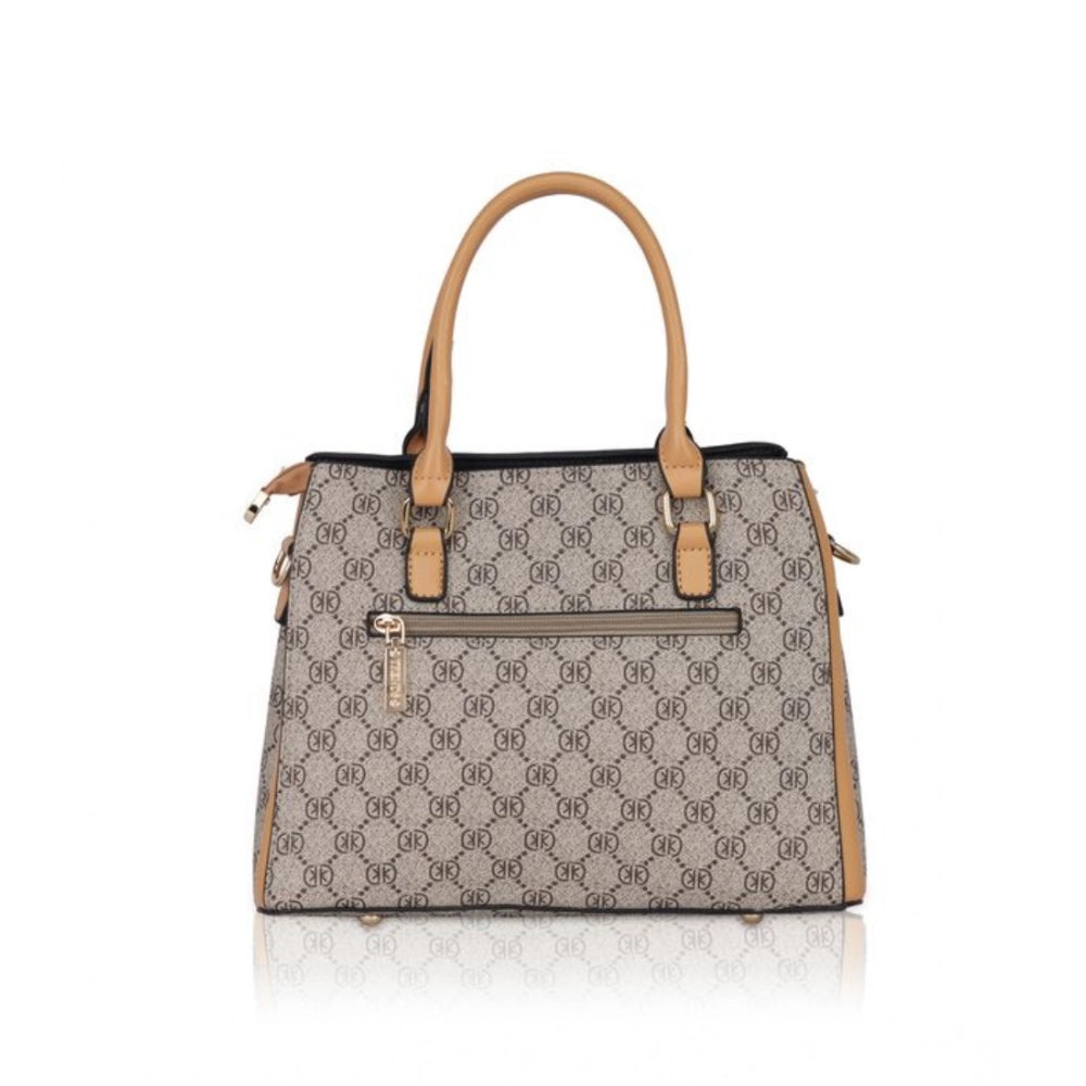 Women's Faux Leather Printed Handbag — C · amel