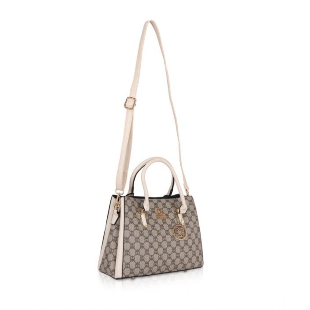 Women's Faux Leather Printed Handbag — B · eige