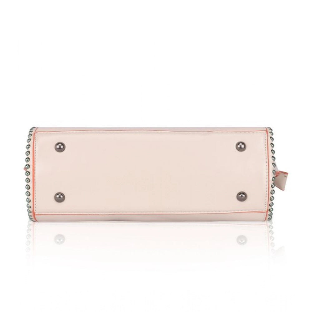 Women's Faux Leather Metal Beads Handbag · Pink