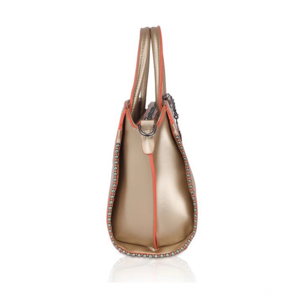 Women's Faux Leather Metal Beads Handbag · Gold