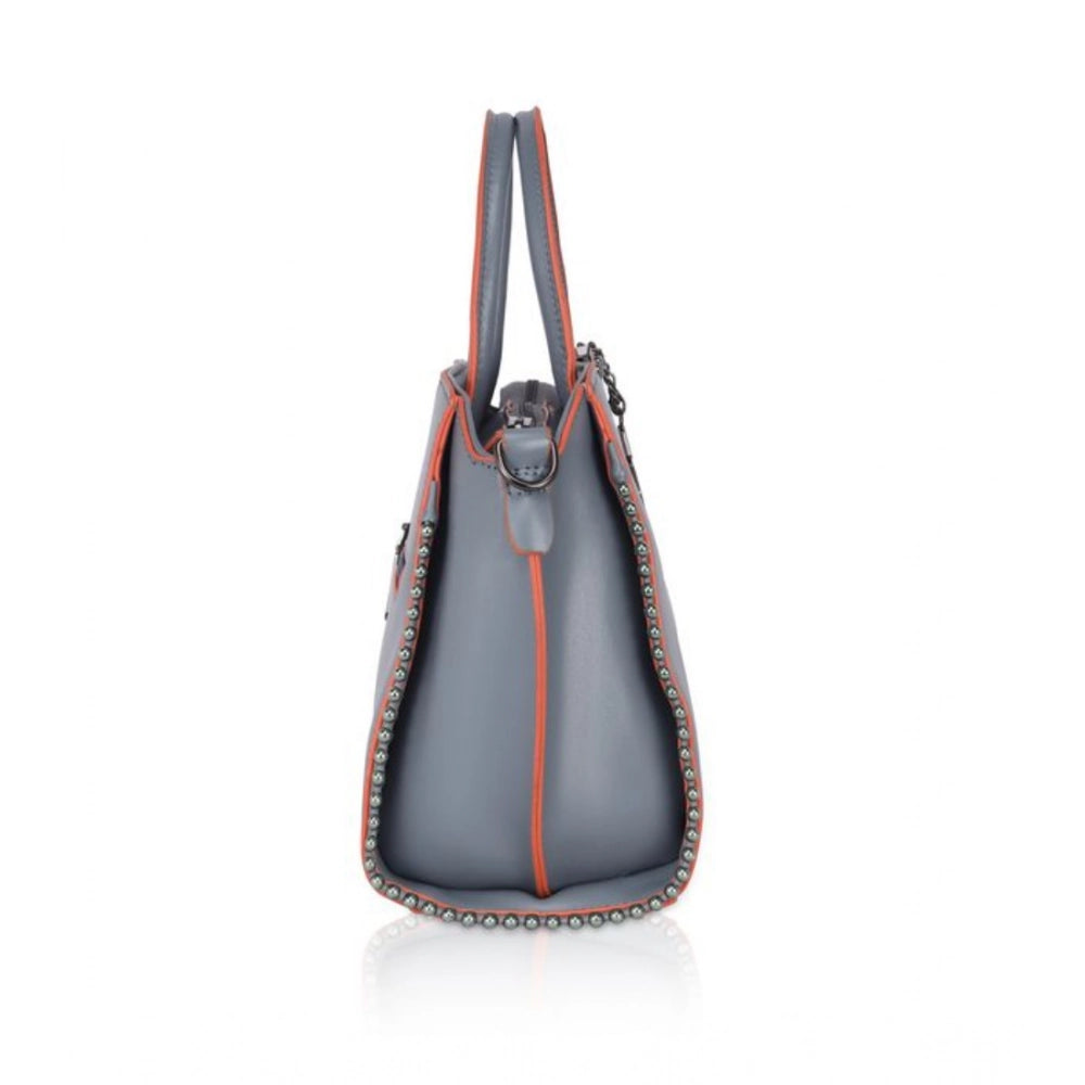 Women's Faux Leather Metal Beads Handbag · Grey