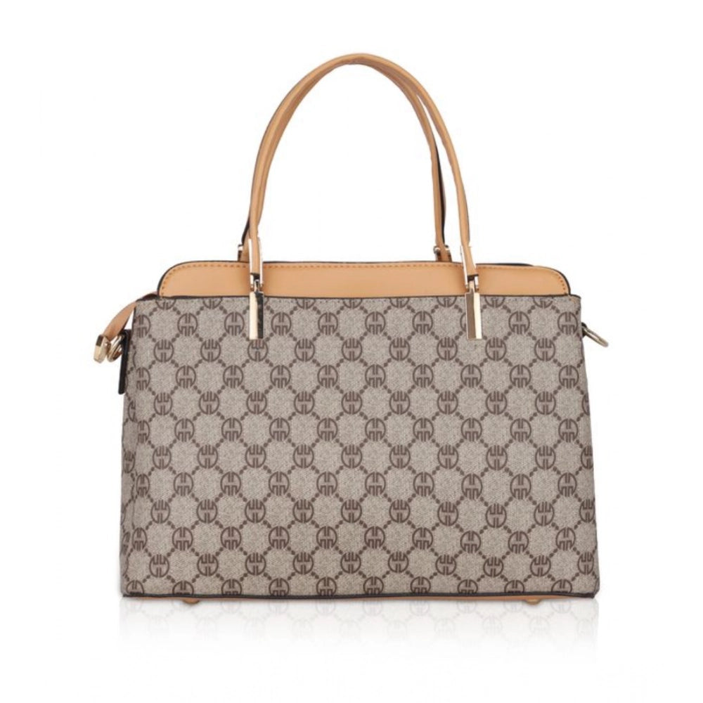 Women's Faux Leather Printed Handbag — C · amel