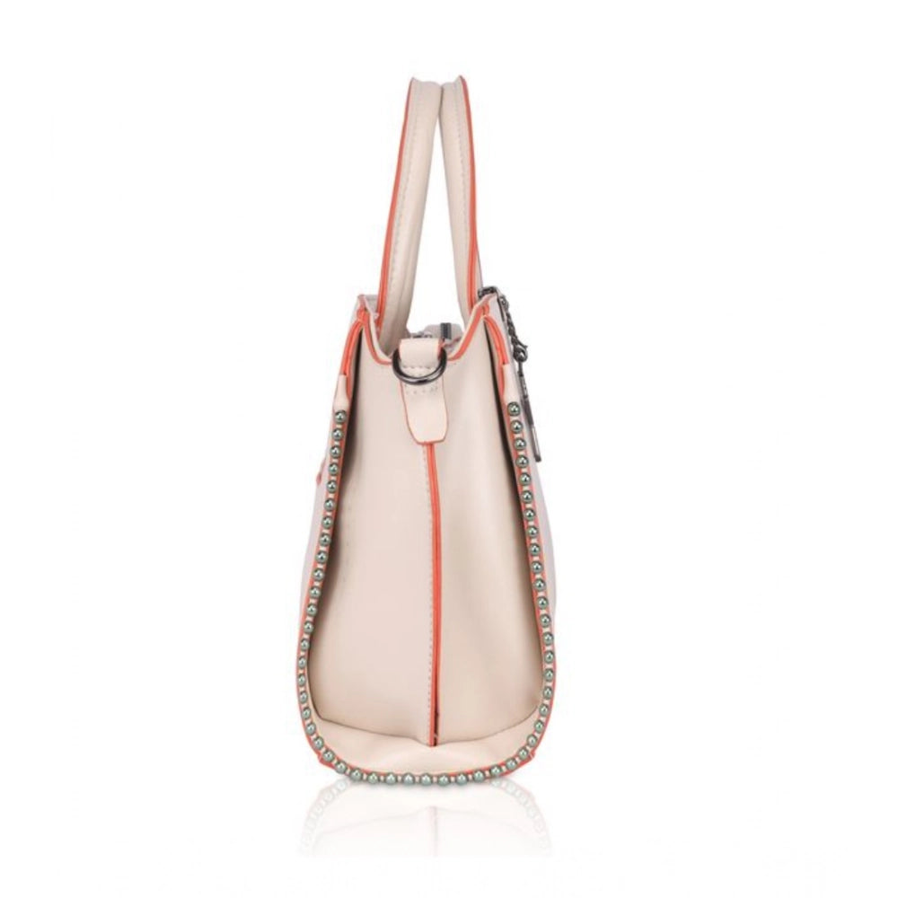 Women's Faux Leather Metal Beads Handbag · Pink