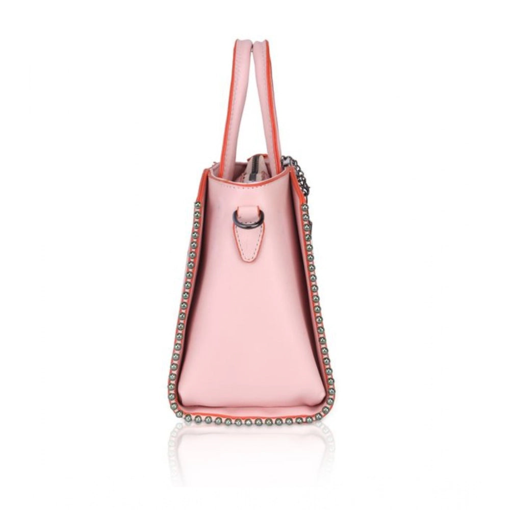 Women's Faux Leather Metal Beads Handbag · Pink