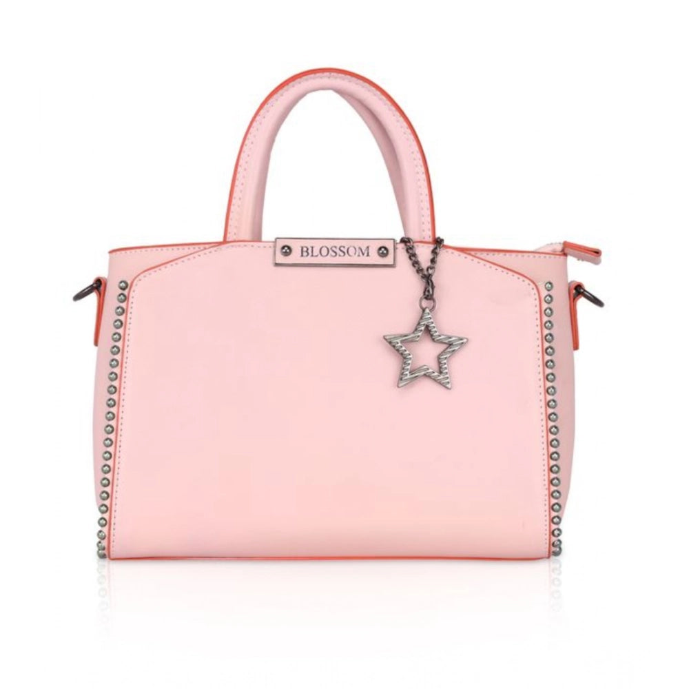Women's Faux Leather Metal Beads Handbag · Pink