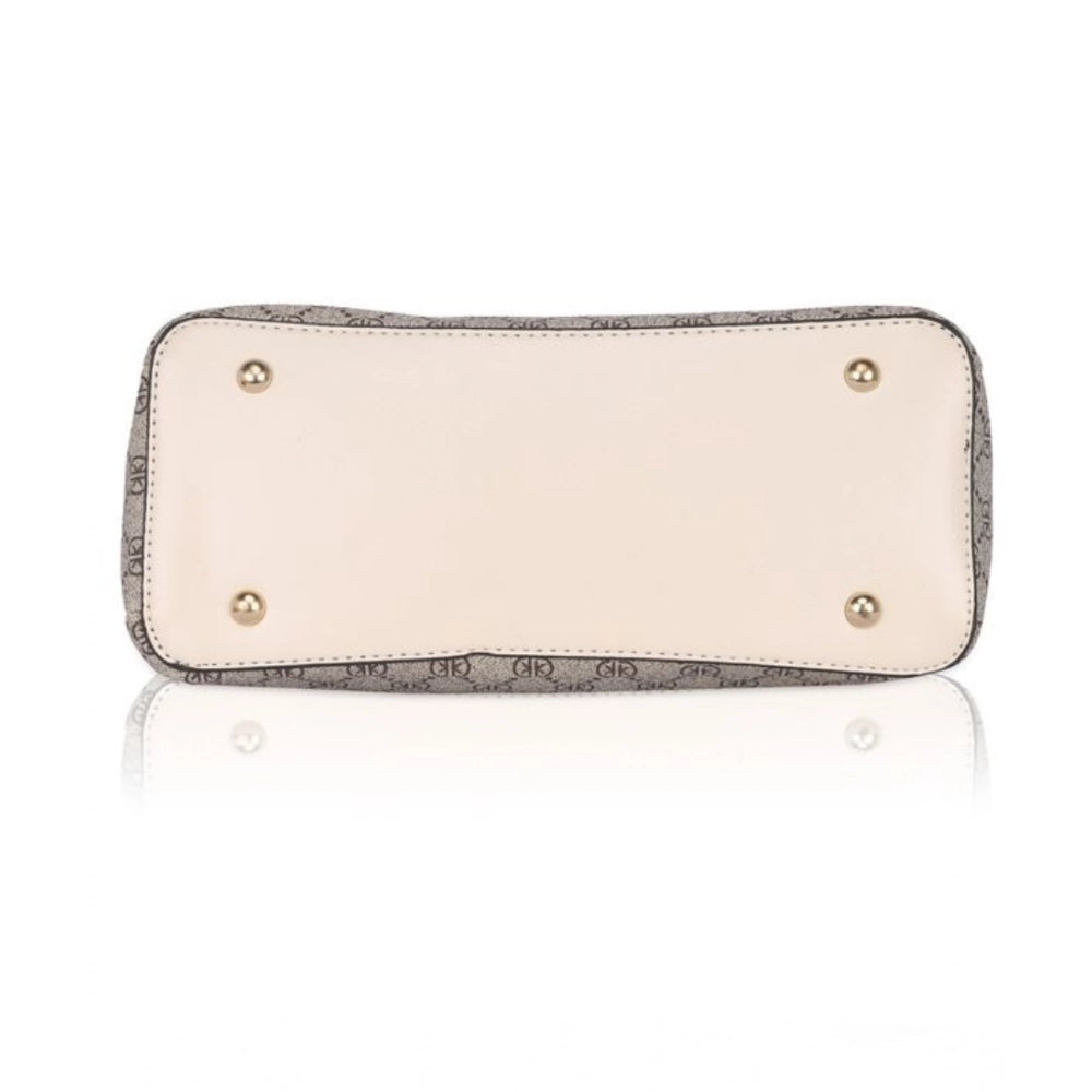 Women's Faux Leather Printed Handbag — B · eige