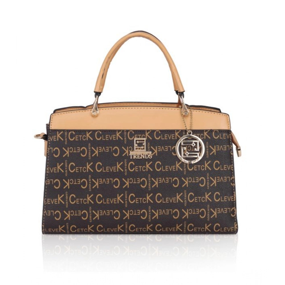 Women's Faux Leather Printed Handbag — C · amel