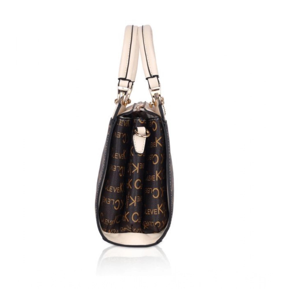 Women's Faux Leather Printed Handbag — B · eige