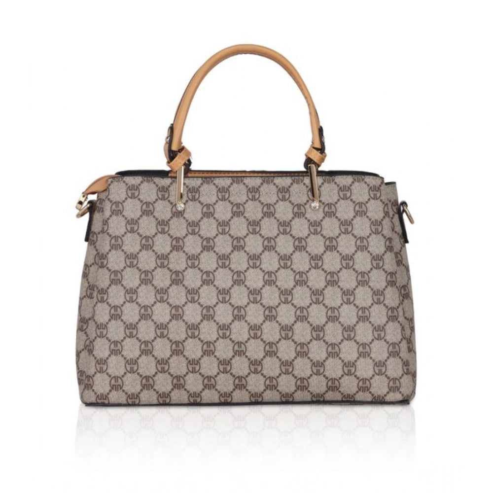 Women's Faux Leather Printed Handbag — C · amel