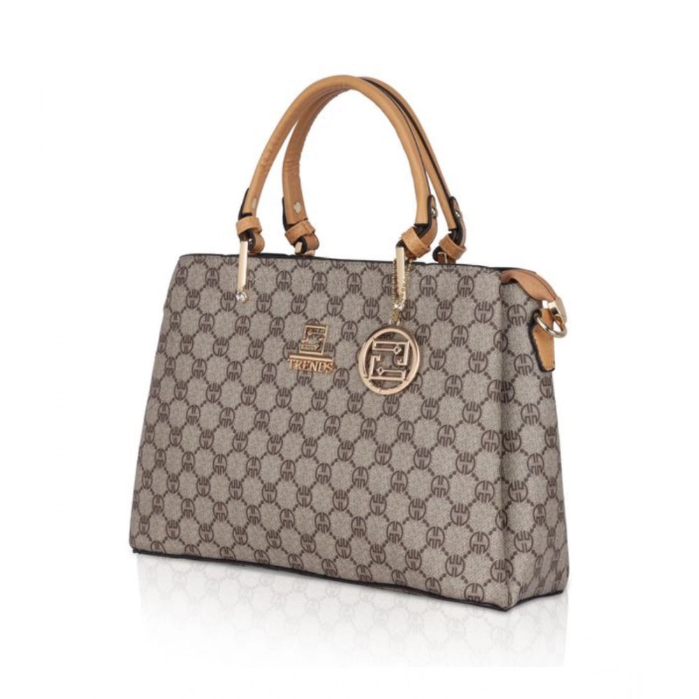 Women's Faux Leather Printed Handbag — C · amel