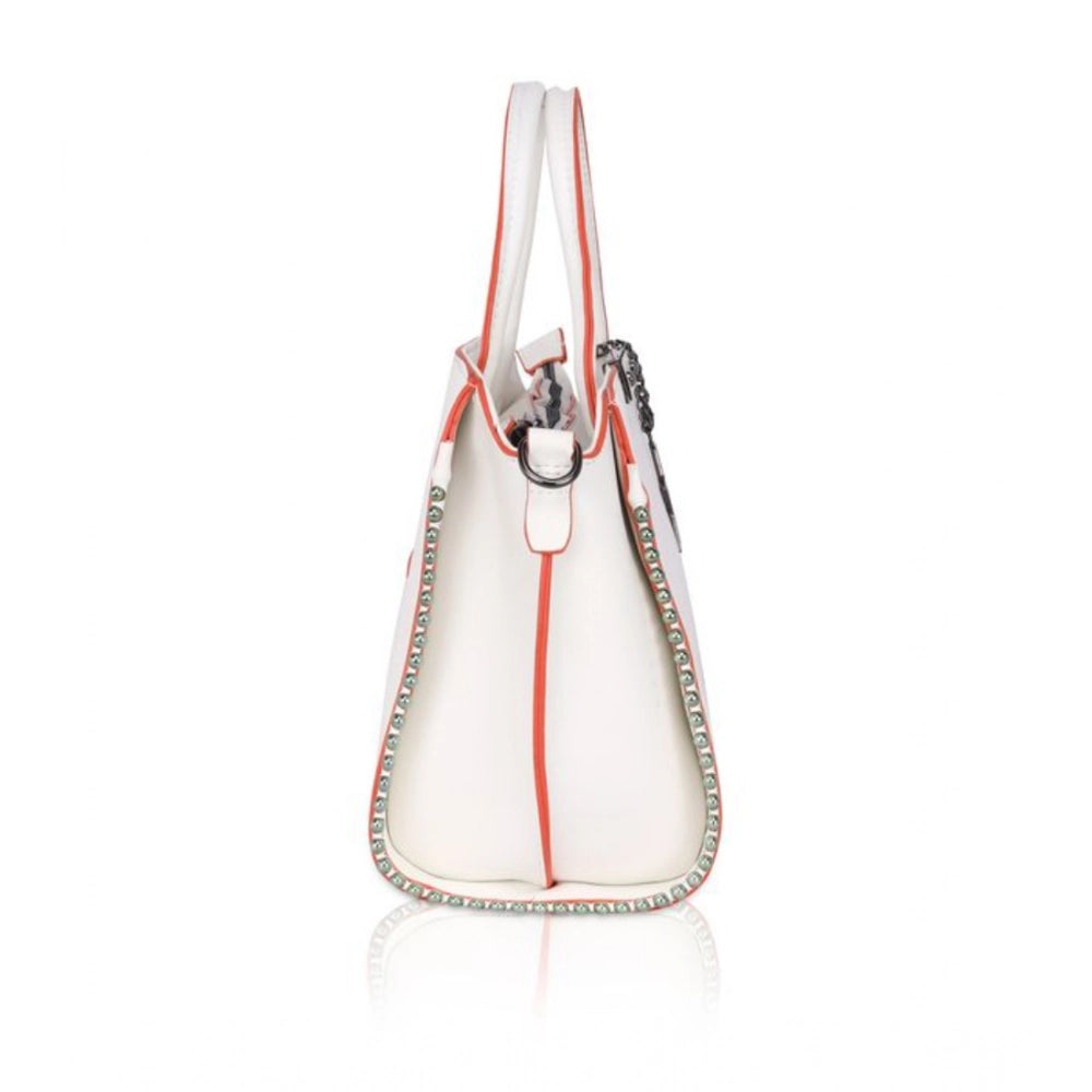 Women's Faux Leather Metal Beads Handbag — W
