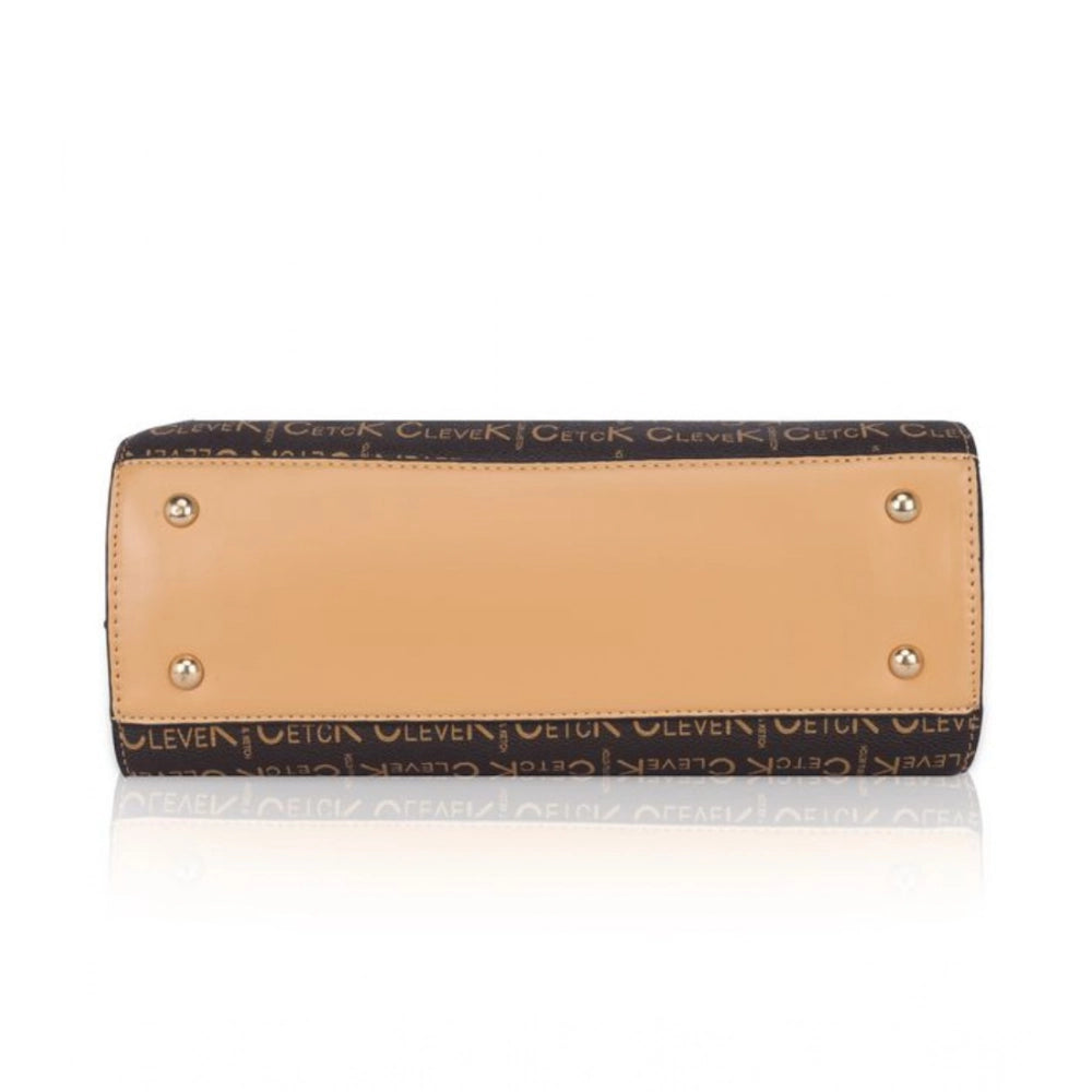 Women's Faux Leather Printed Handbag — C · amel