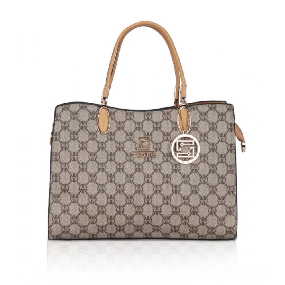 Women's Faux Leather Printed Handbag — C · amel