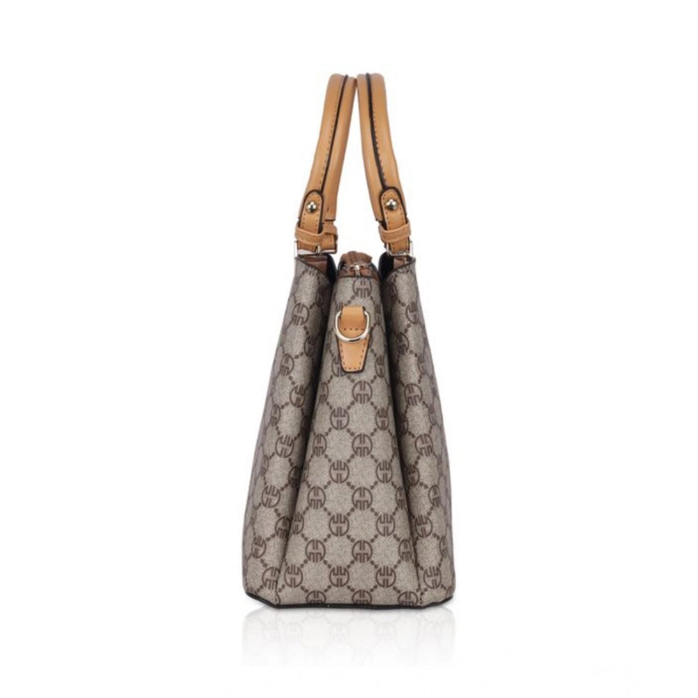 Women's Faux Leather Printed Handbag — C · amel