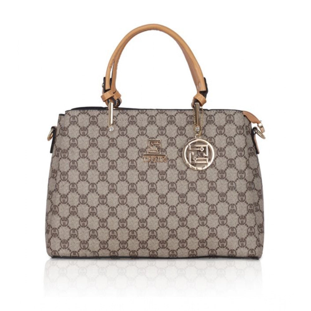 Women's Faux Leather Printed Handbag — C · amel