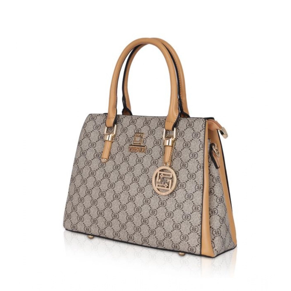 Women's Faux Leather Printed Handbag — C · amel
