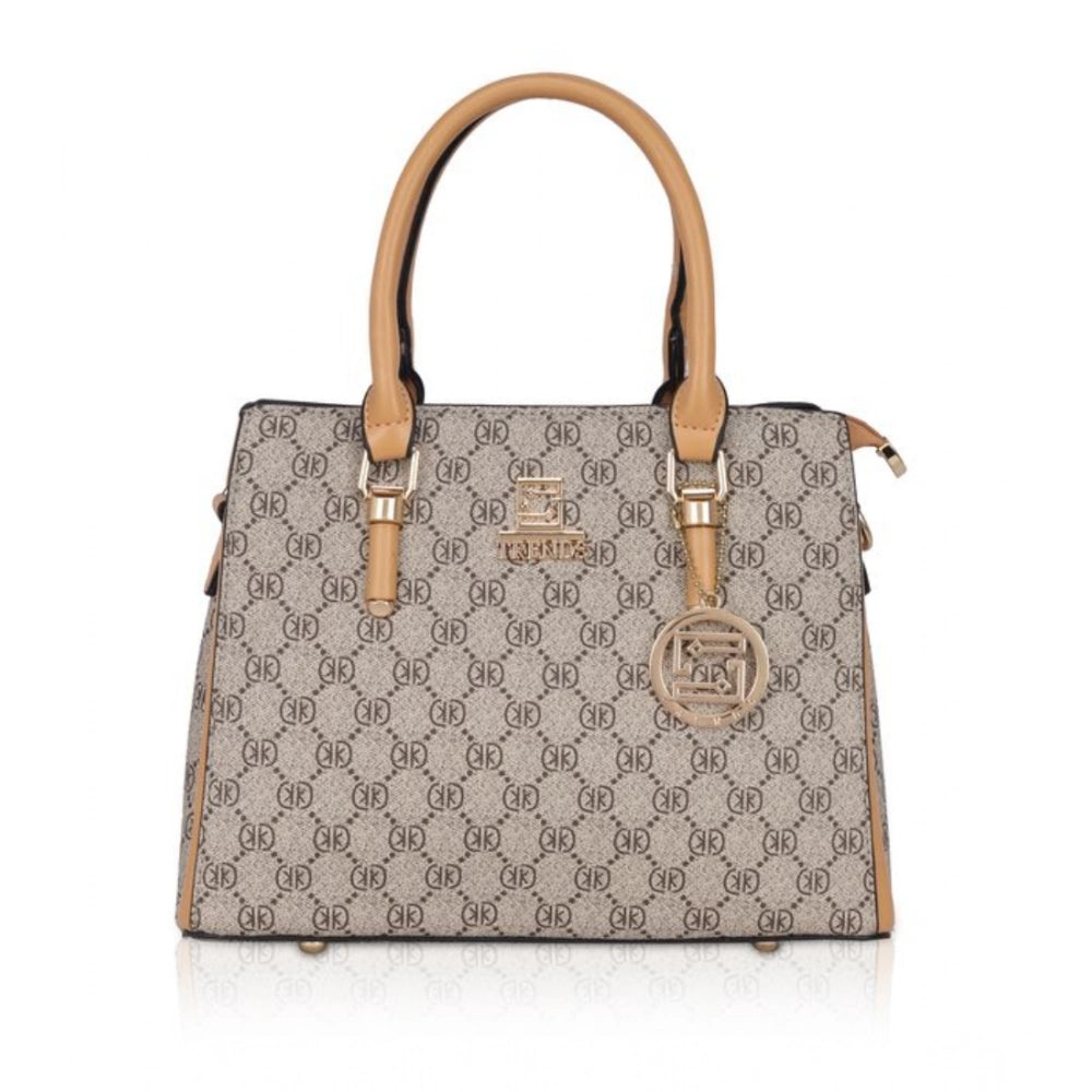 Women's Faux Leather Printed Handbag — C · amel