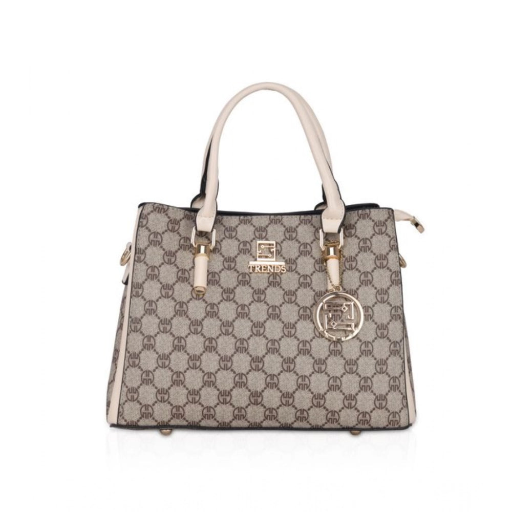 Women's Faux Leather Printed Handbag — B · eige