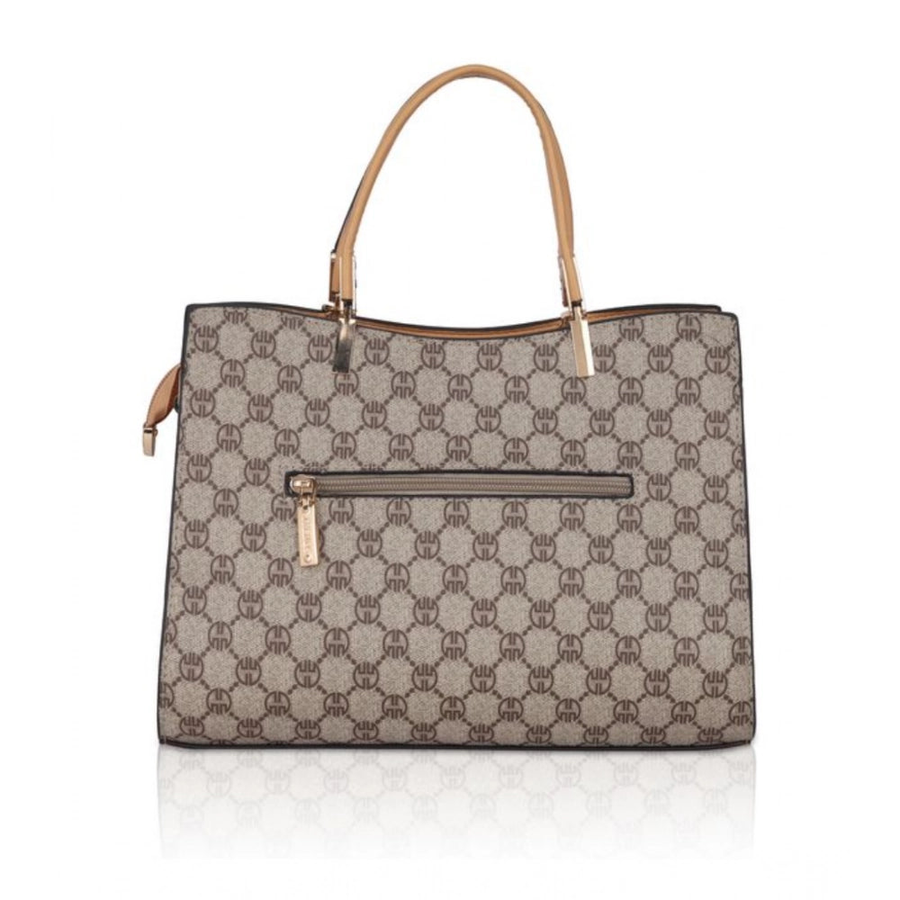 Women's Faux Leather Printed Handbag — C · amel