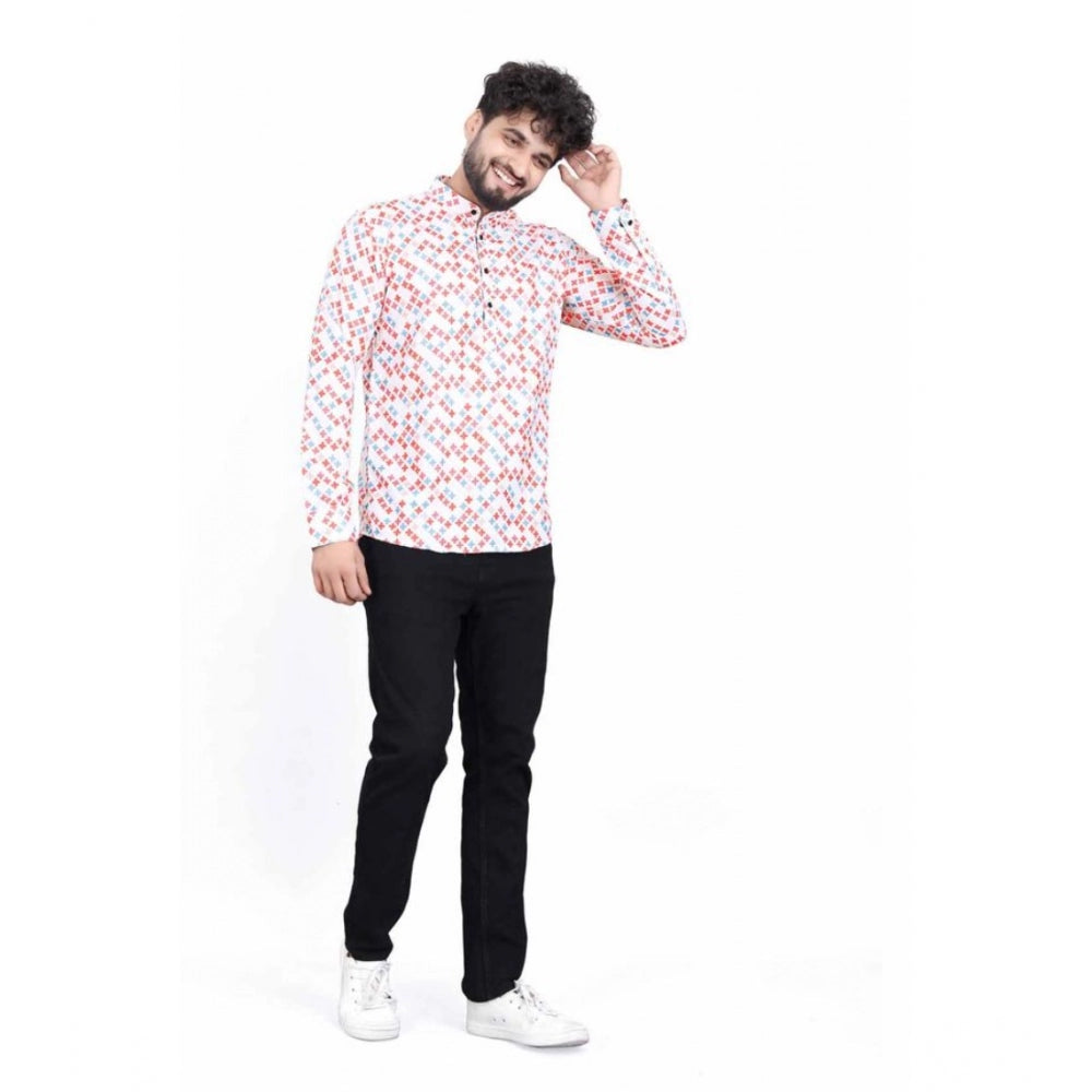 Men's Cotton Blended Printed Full Sleeve Shortkurta · _8_L