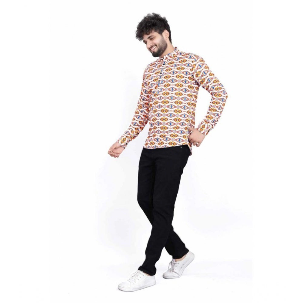 Men's Cotton Blended Printed Full Sleeve Shortkurta · 11_L