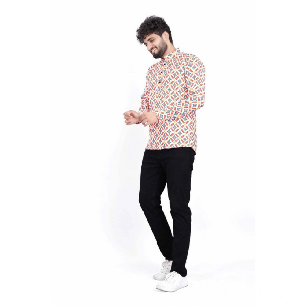 Men's Cotton Blended Printed Full Sleeve Shortkurta · 10_L