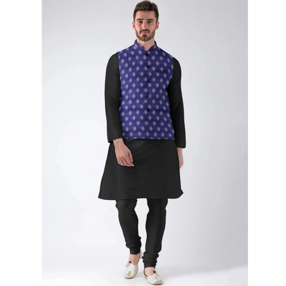 Men's Jacquard Printed Full Sleeve Waistcoat — Blue · 5_38