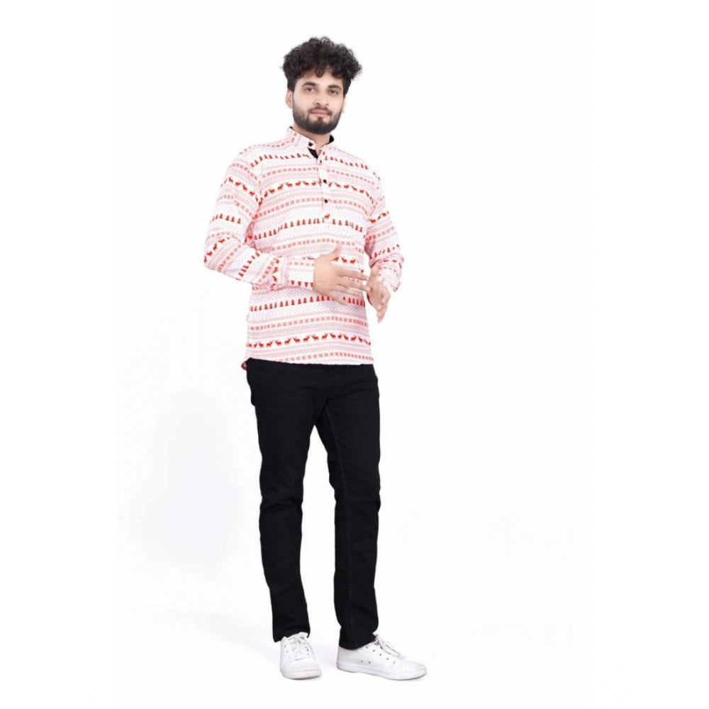 Men's Cotton Blended Printed Full Sleeve Shortkurta · 14_L