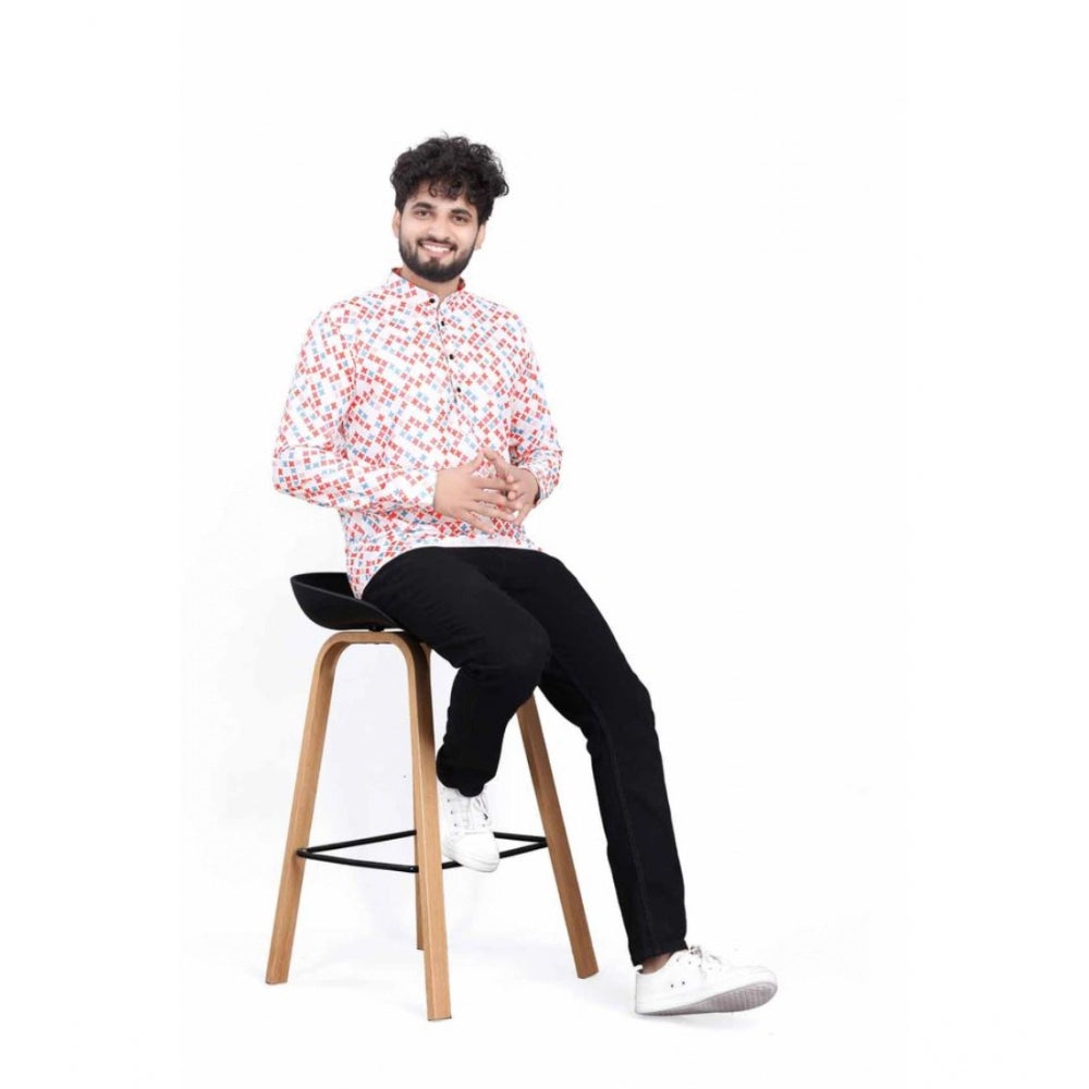Men's Cotton Blended Printed Full Sleeve Shortkurta · _8_L
