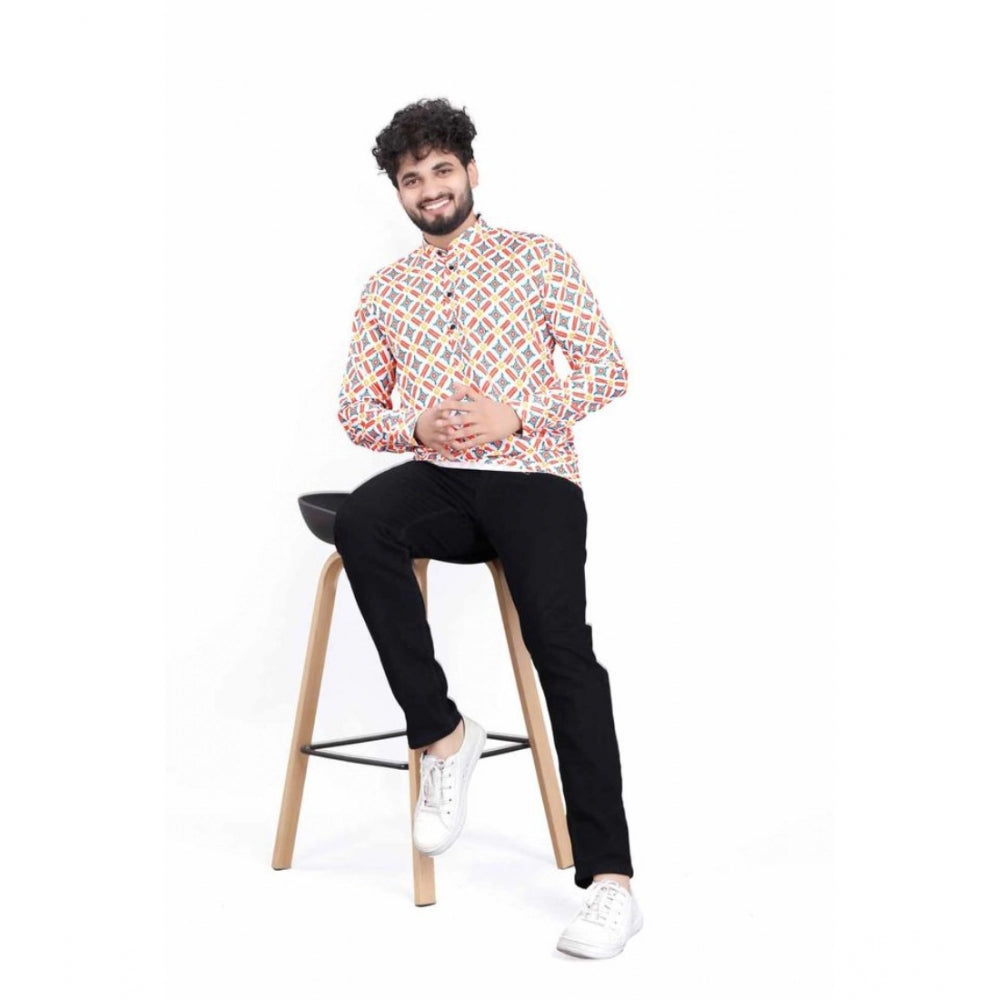 Men's Cotton Blended Printed Full Sleeve Shortkurta · 10_L