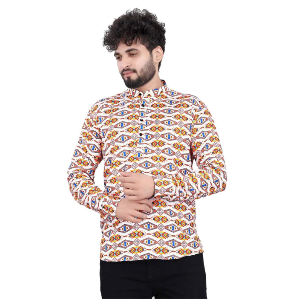 Men's Cotton Blended Printed Full Sleeve Shortkurta · 11_L